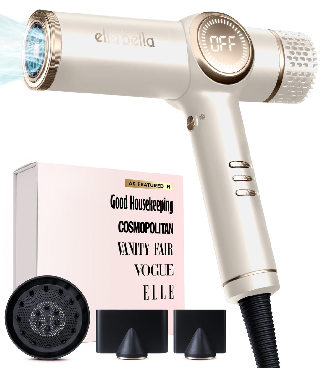 Professional Ionic Hair Dryer with Diffuser, Negative Ion Blow Dryer, Suitable All Hair Types • Intelligent Heat Control &amp; Rapid Drying Speeds • Lightweight Design &amp; Low Noise (Black)