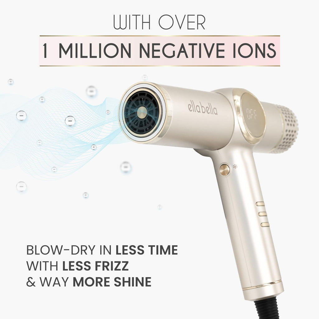 Professional Ionic Hair Dryer with Diffuser, Negative Ion Blow Dryer, Suitable All Hair Types • Intelligent Heat Control &amp; Rapid Drying Speeds • Lightweight Design &amp; Low Noise (Black)