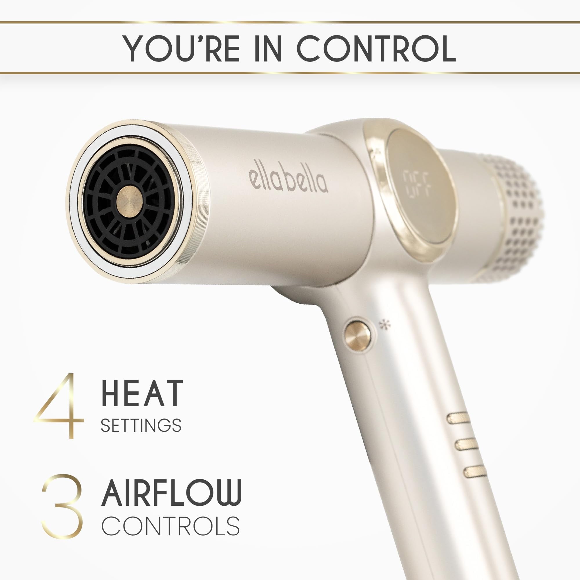 Professional Ionic Hair Dryer with Diffuser, Negative Ion Blow Dryer, Suitable All Hair Types • Intelligent Heat Control &amp; Rapid Drying Speeds • Lightweight Design &amp; Low Noise (Black)