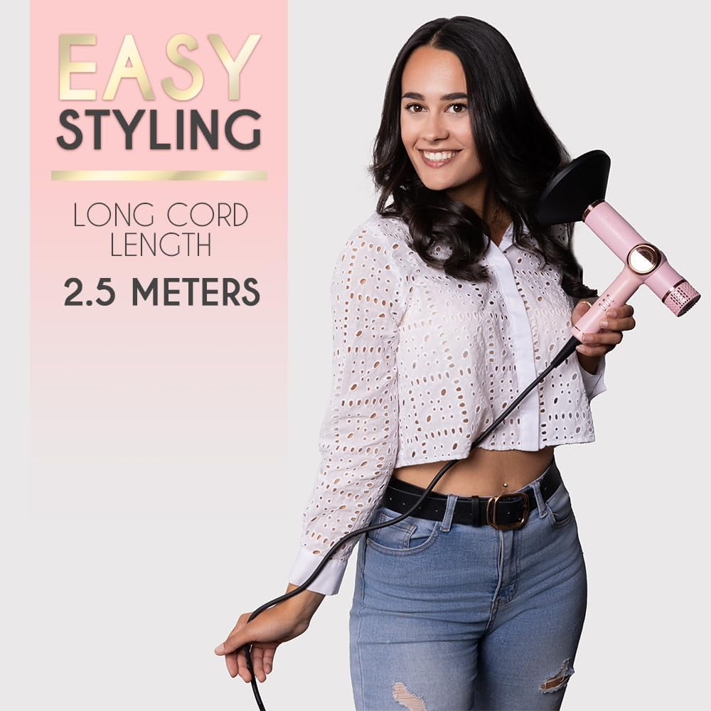Professional Ionic Hair Dryer with Diffuser, Negative Ion Blow Dryer, Suitable All Hair Types • Intelligent Heat Control &amp; Rapid Drying Speeds • Lightweight Design &amp; Low Noise (Black)