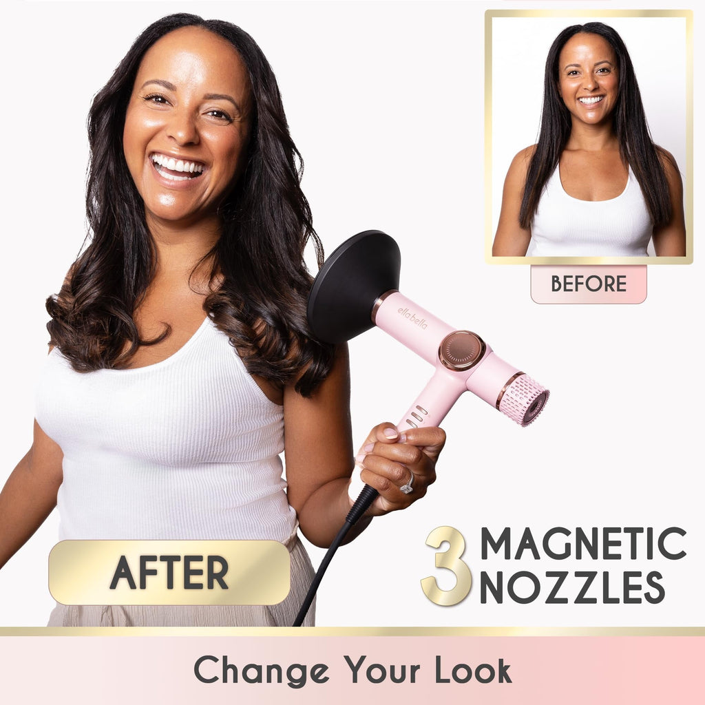 Professional Ionic Hair Dryer with Diffuser, Negative Ion Blow Dryer, Suitable All Hair Types • Intelligent Heat Control &amp; Rapid Drying Speeds • Lightweight Design &amp; Low Noise (Black)