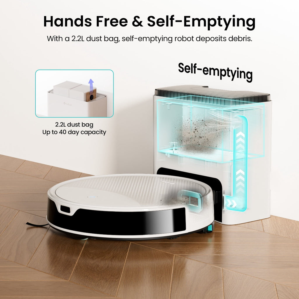 M350L Robot Vacuum and Mop, 40-Day Self-Emptying, Smart Obstacle Avoidance, WiFi/Alexa, Multi-Floor Mapping, 150 Min Runtime