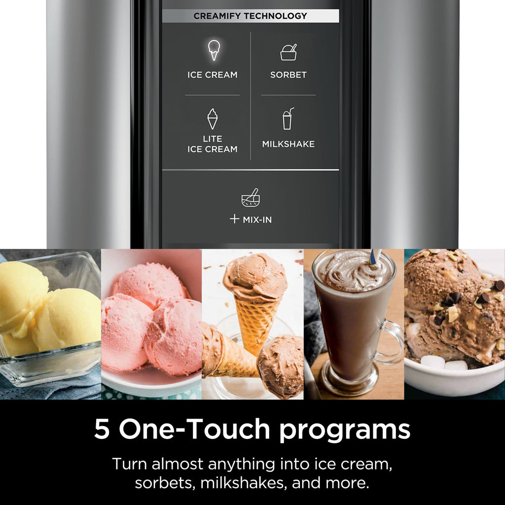 CREAMi Ice Cream Maker, for Mix-ins, Milkshakes, Sorbet, 5 One-Touch Programs, (2) 16 Oz Pint Containers &amp; Lids, NC300WH White