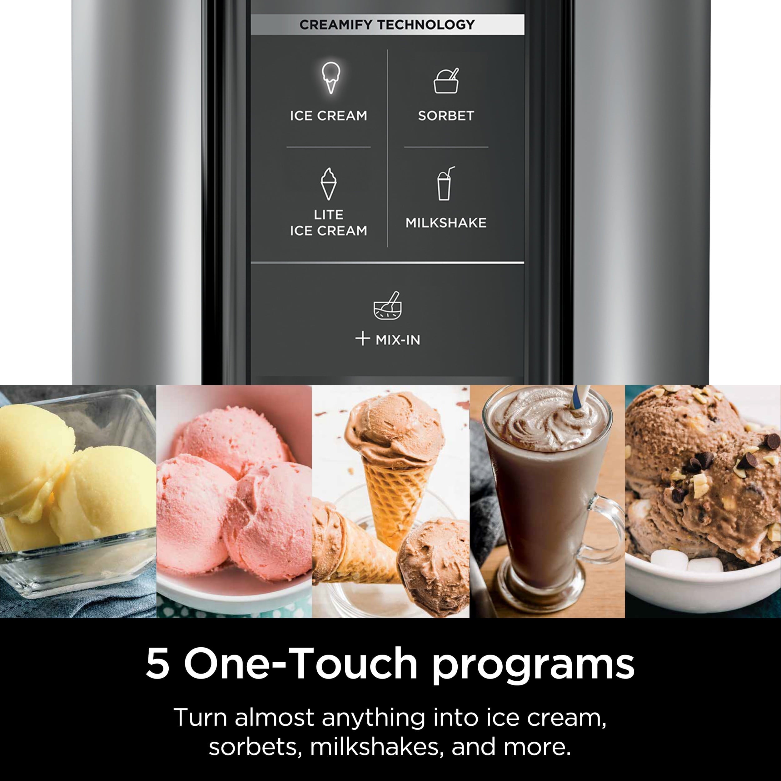 CREAMi Ice Cream Maker, for Mix-ins, Milkshakes, Sorbet, 5 One-Touch Programs, (2) 16 Oz Pint Containers &amp; Lids, NC300WH White