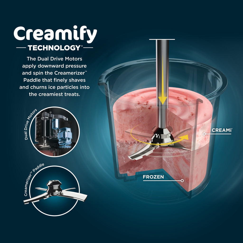 CREAMi Ice Cream Maker, for Mix-ins, Milkshakes, Sorbet, 5 One-Touch Programs, (2) 16 Oz Pint Containers &amp; Lids, NC300WH White