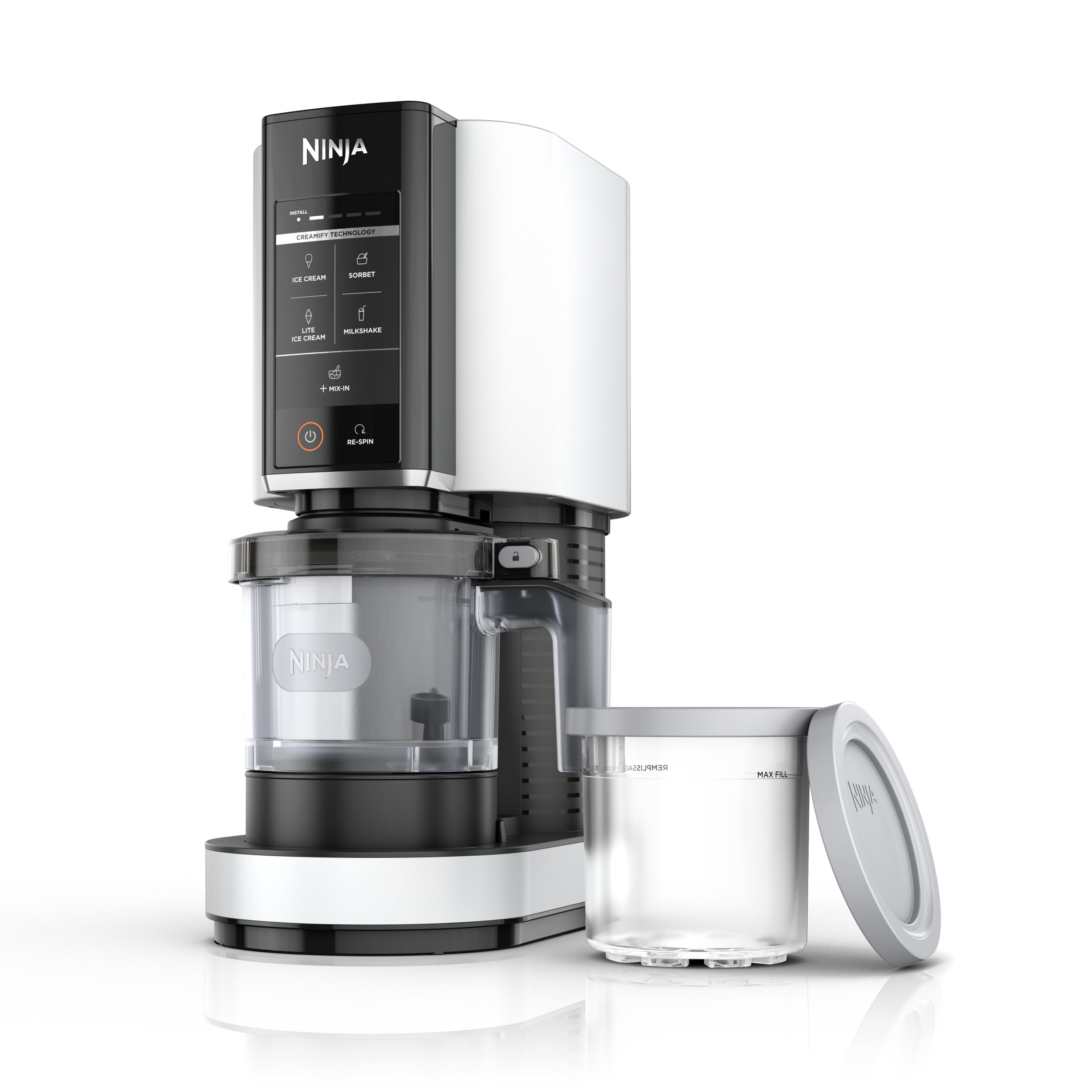 CREAMi Ice Cream Maker, for Mix-ins, Milkshakes, Sorbet, 5 One-Touch Programs, (2) 16 Oz Pint Containers &amp; Lids, NC300WH White