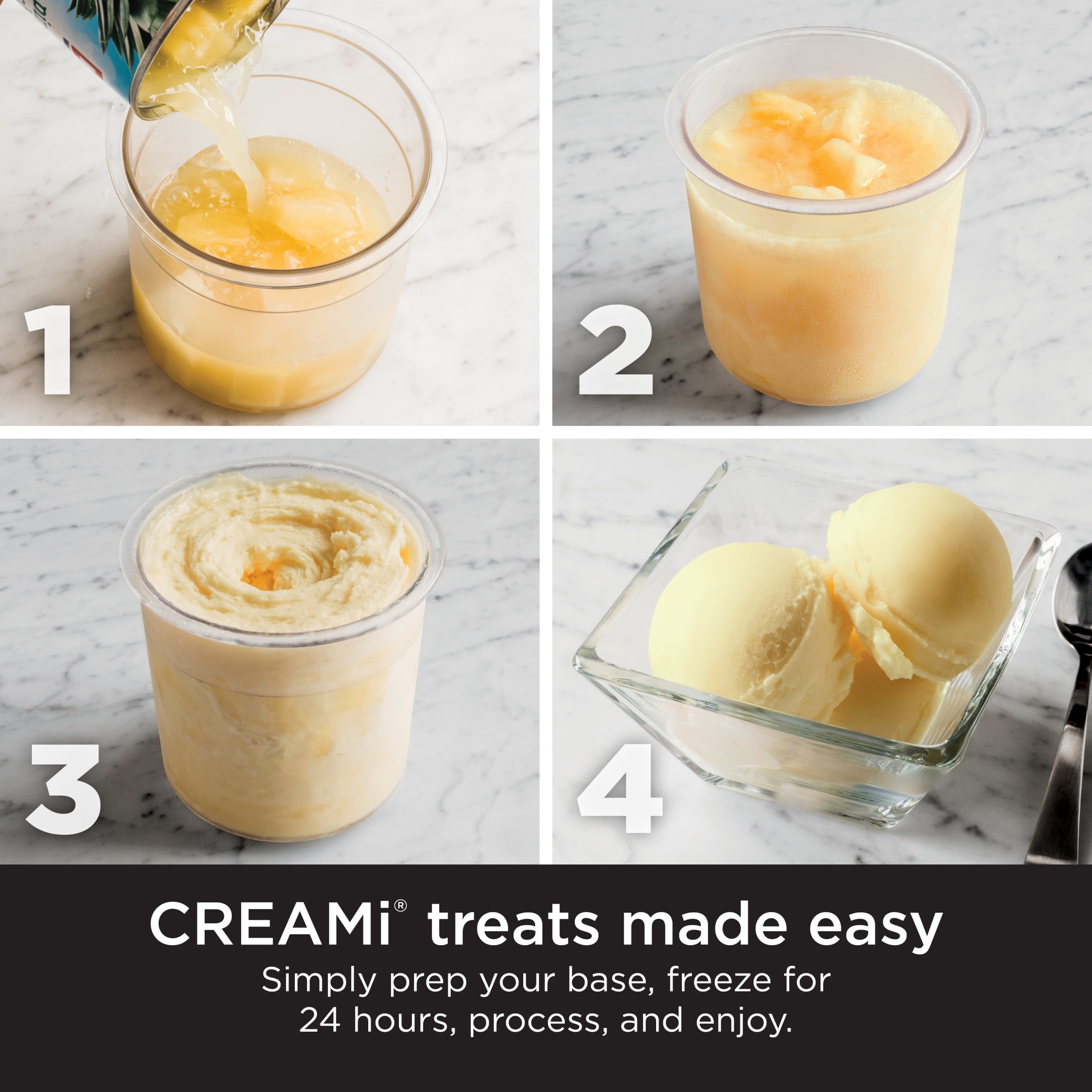 CREAMi Ice Cream Maker, for Mix-ins, Milkshakes, Sorbet, 5 One-Touch Programs, (2) 16 Oz Pint Containers &amp; Lids, NC300WH White