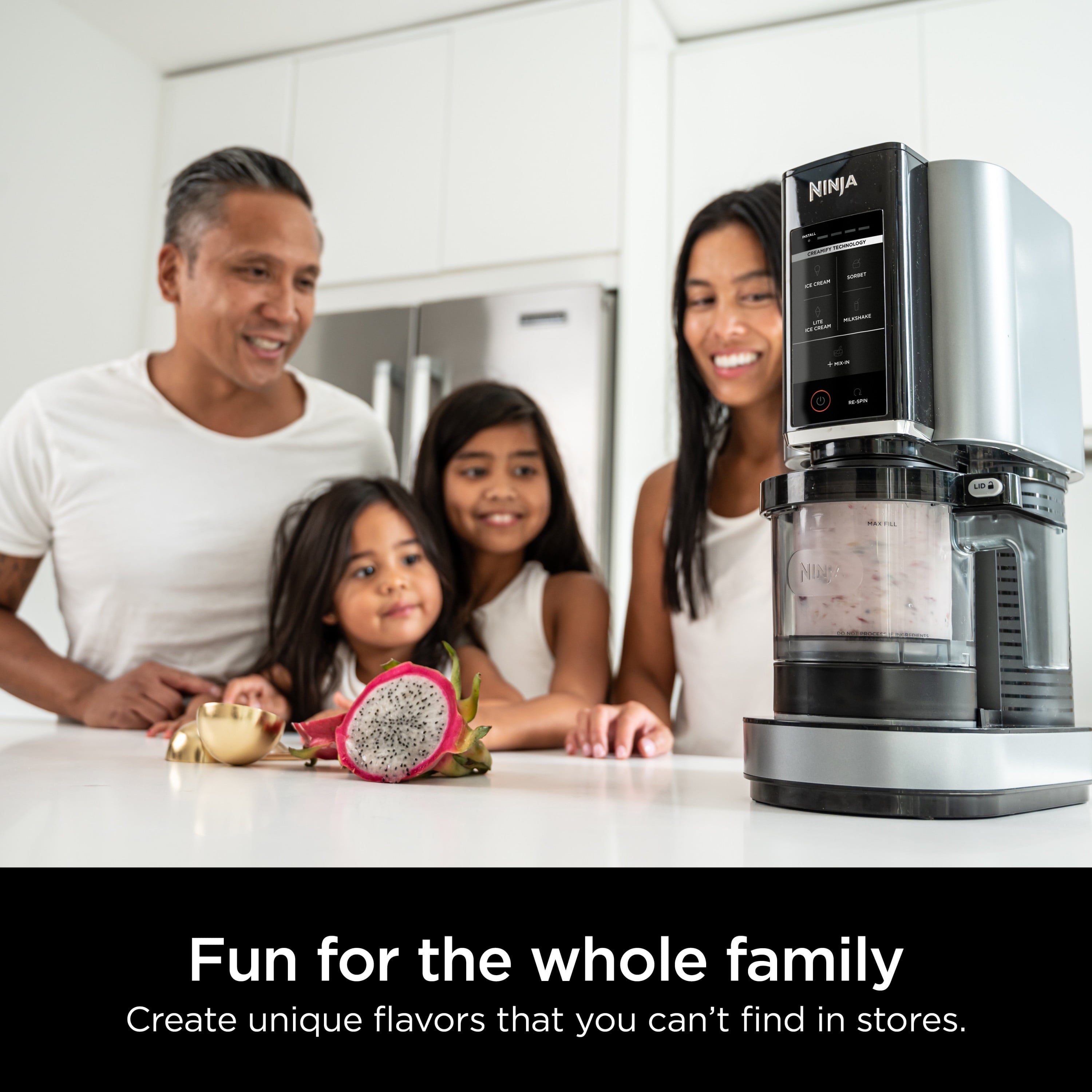 CREAMi Ice Cream Maker, for Mix-ins, Milkshakes, Sorbet, 5 One-Touch Programs, (2) 16 Oz Pint Containers &amp; Lids, NC300WH White