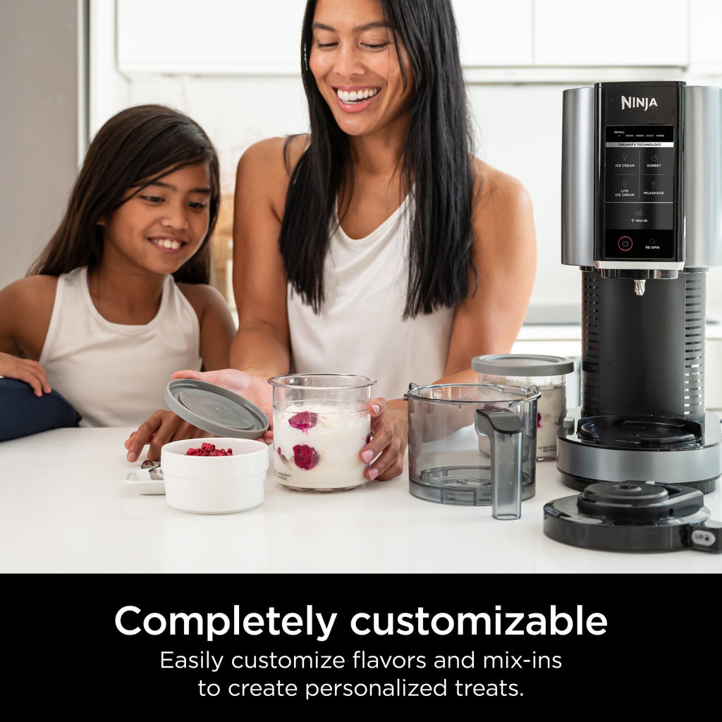 CREAMi Ice Cream Maker, for Mix-ins, Milkshakes, Sorbet, 5 One-Touch Programs, (2) 16 Oz Pint Containers &amp; Lids, NC300WH White