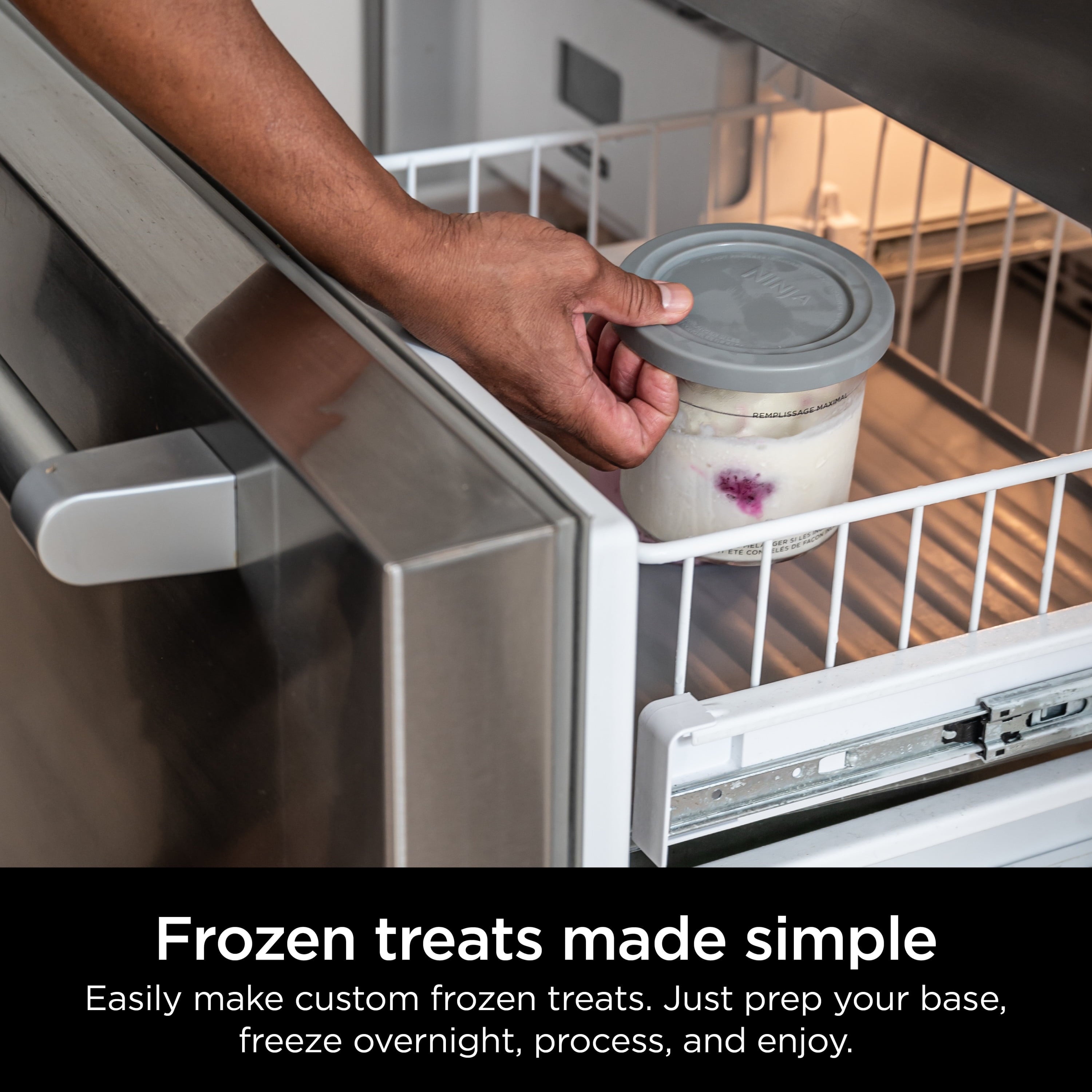 CREAMi Ice Cream Maker, for Mix-ins, Milkshakes, Sorbet, 5 One-Touch Programs, (2) 16 Oz Pint Containers &amp; Lids, NC300WH White