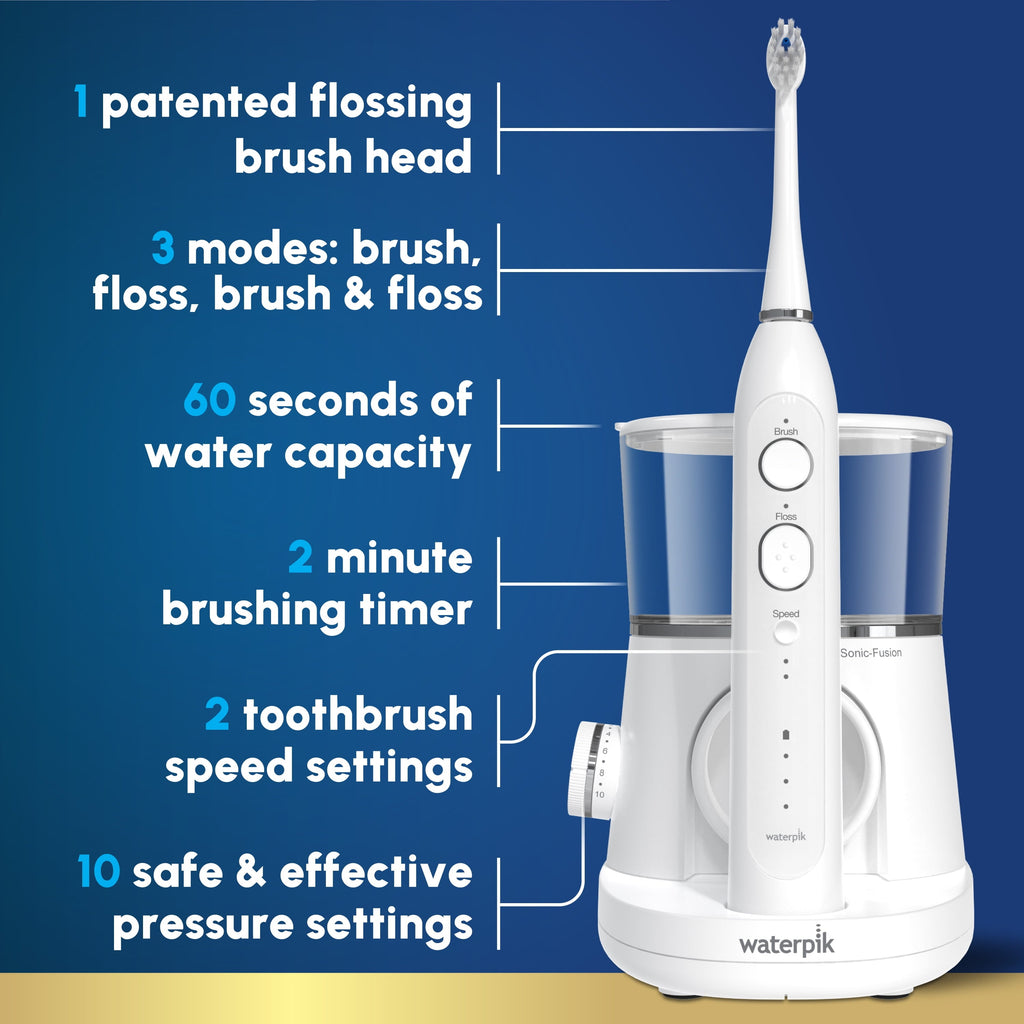 Sonic-Fusion 2.0 Flossing Electric Toothbrush with Water Flosser Combo In One, ADA Accepted, White