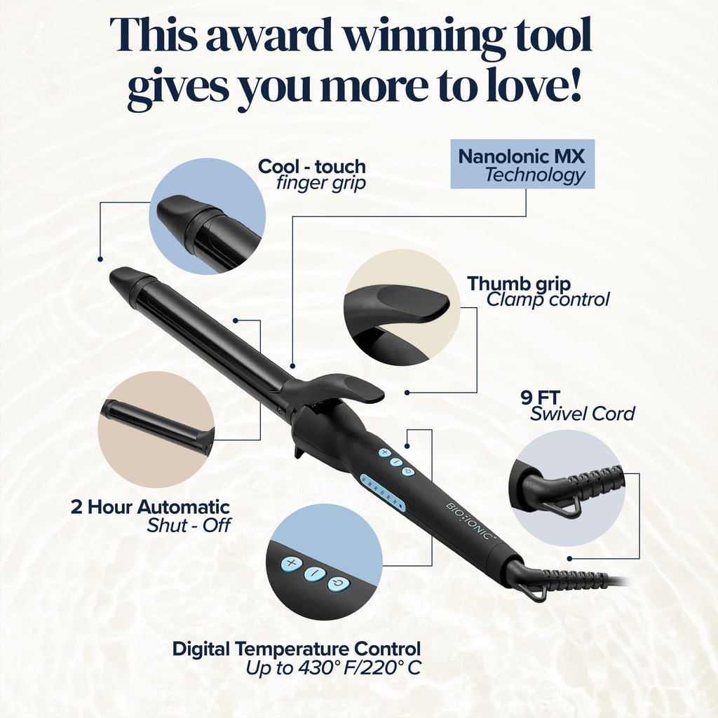 Long Barrel Styler, 1.25" Curling Iron, Curling Wand, Adjustable Heat Hair Curler