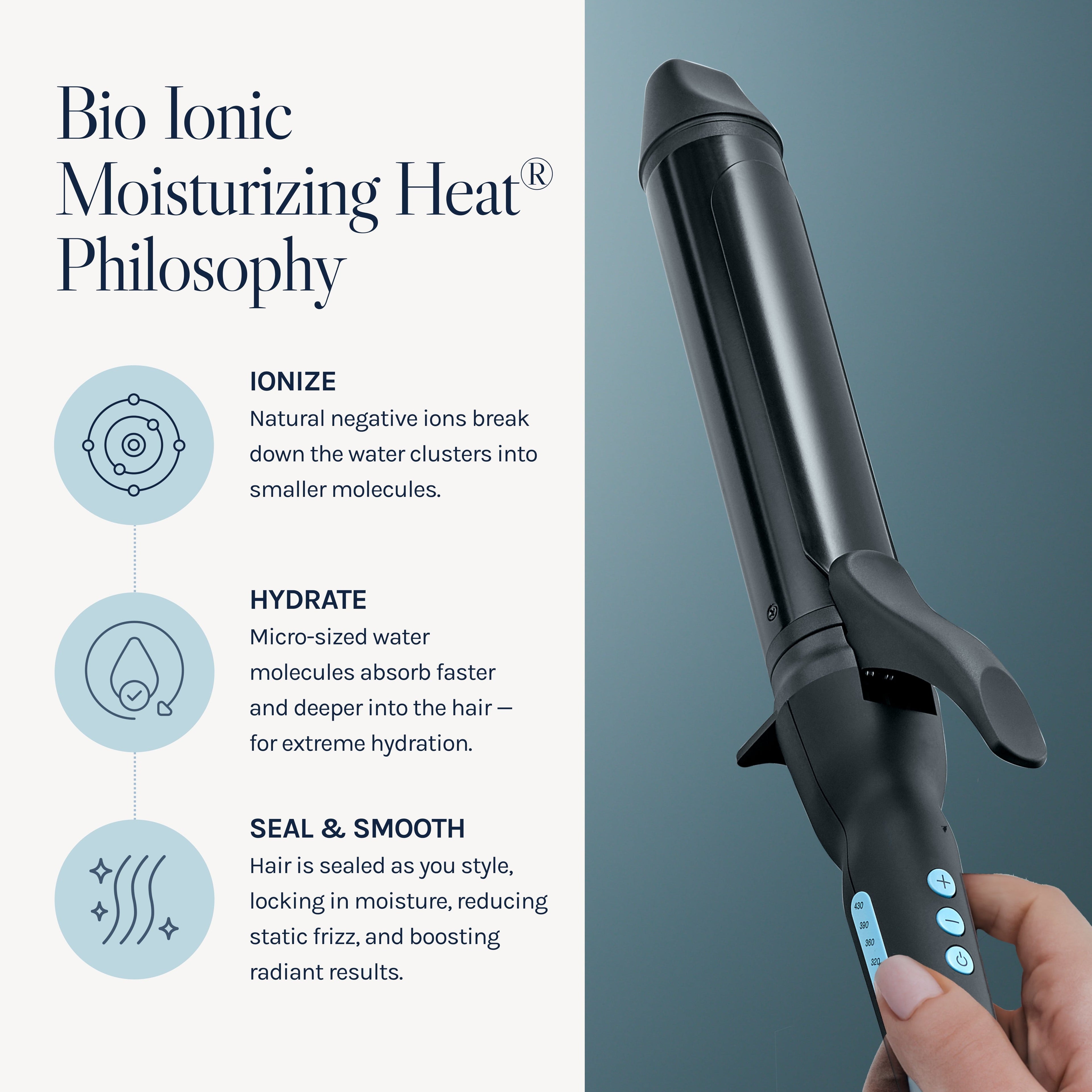Long Barrel Styler, 1.25" Curling Iron, Curling Wand, Adjustable Heat Hair Curler