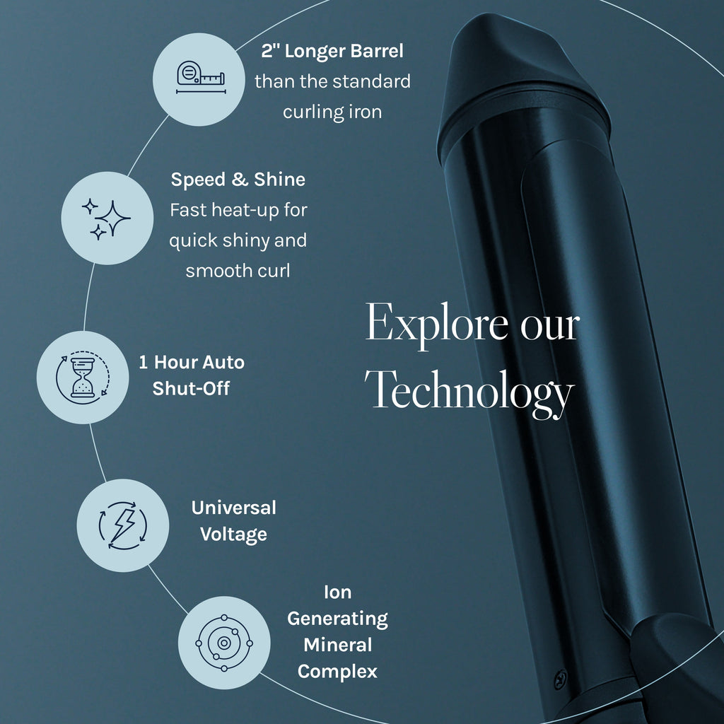 Long Barrel Styler, 1.25" Curling Iron, Curling Wand, Adjustable Heat Hair Curler
