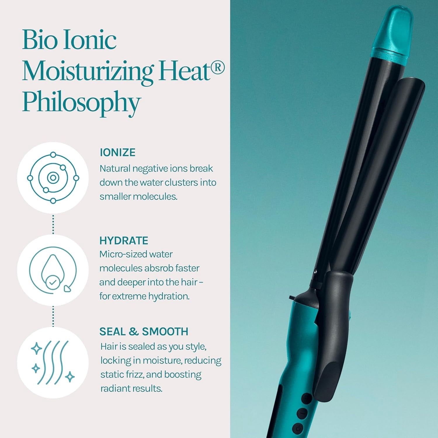 Long Barrel Styler, 1.25" Curling Iron, Curling Wand, Adjustable Heat Hair Curler