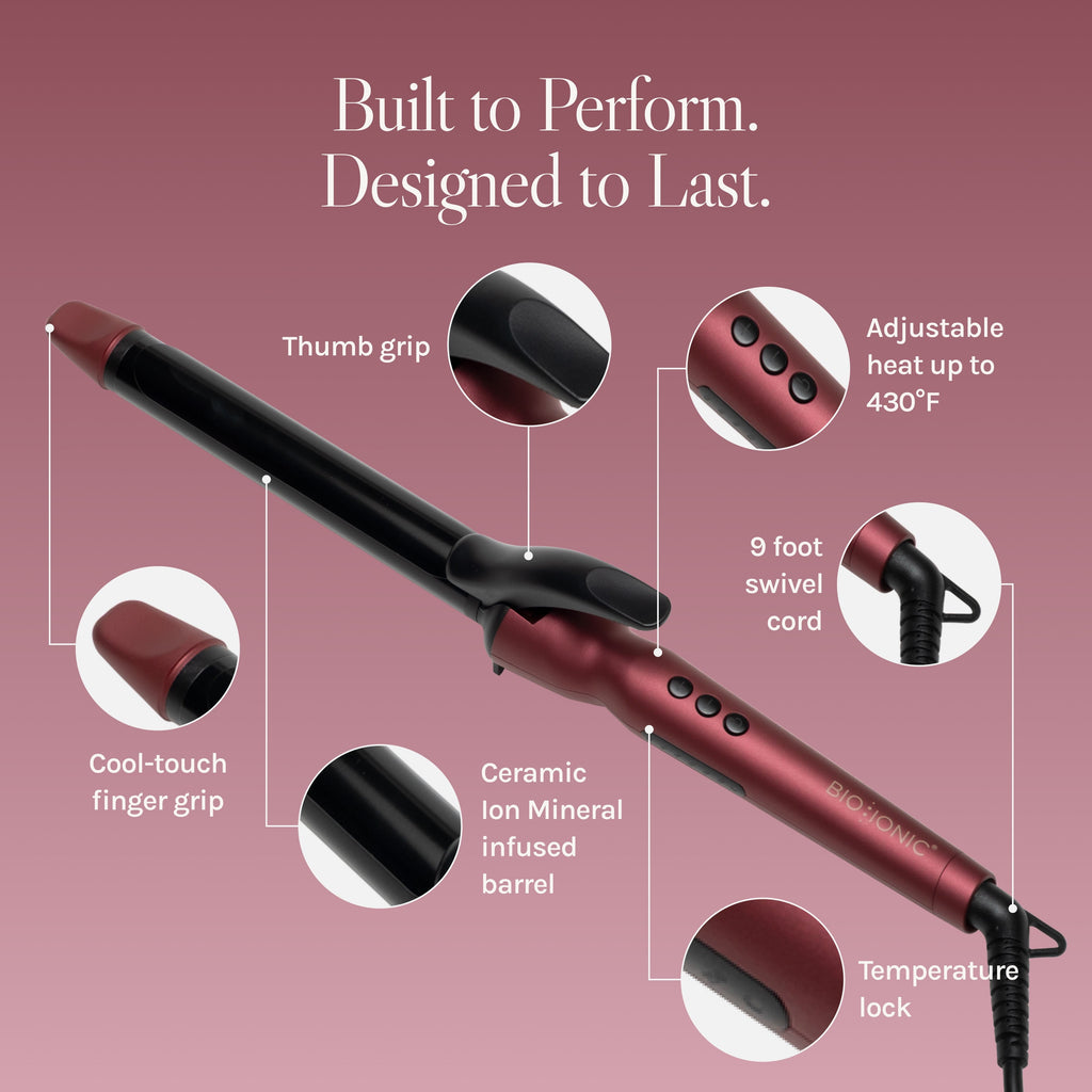 Long Barrel Styler, 1.25" Curling Iron, Curling Wand, Adjustable Heat Hair Curler
