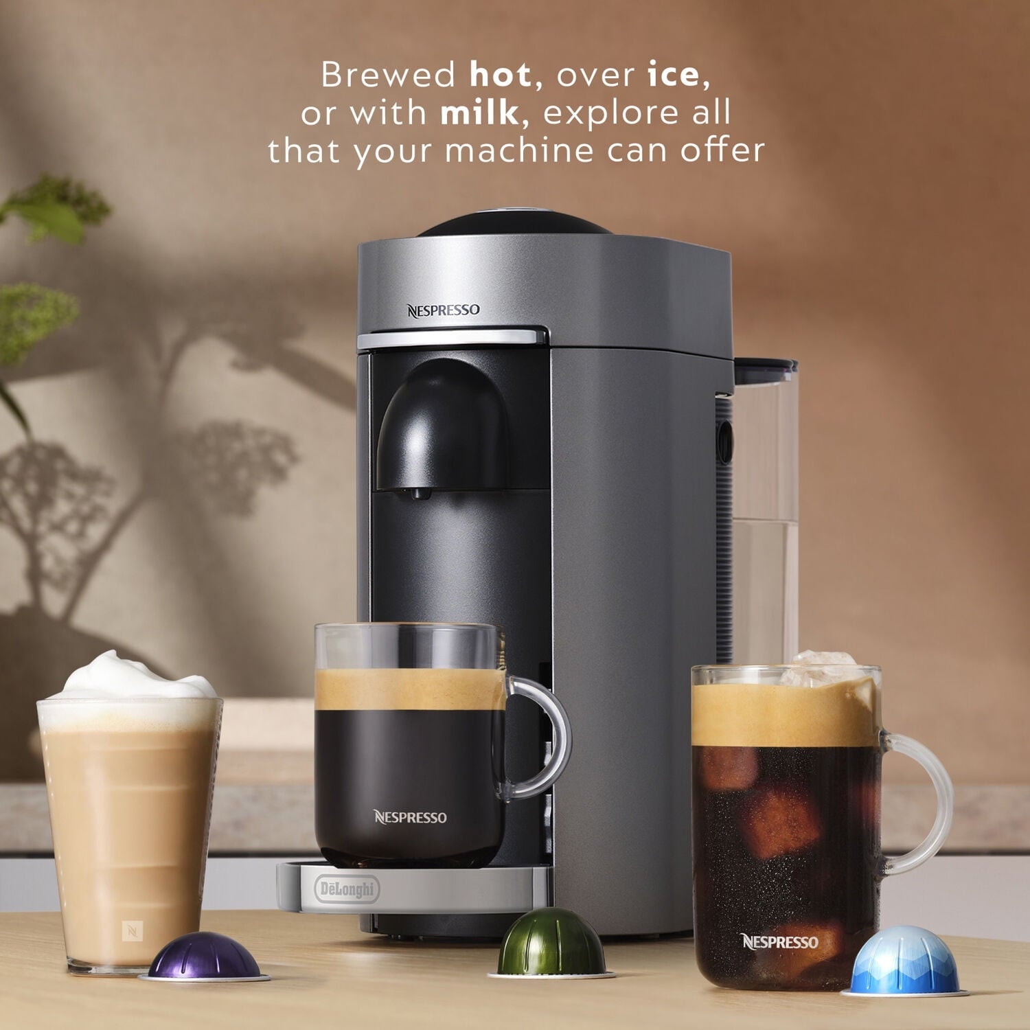 Vertuo Plus Deluxe Coffee &amp; Espresso Machine with Aerocinno, Titan