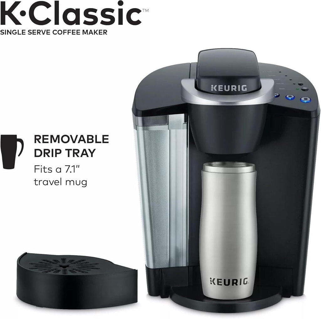 K-Classic Single Serve K-Cup Coffee Maker with 3 Brew Sizes &amp; 48oz Removable Reservoir (Black)