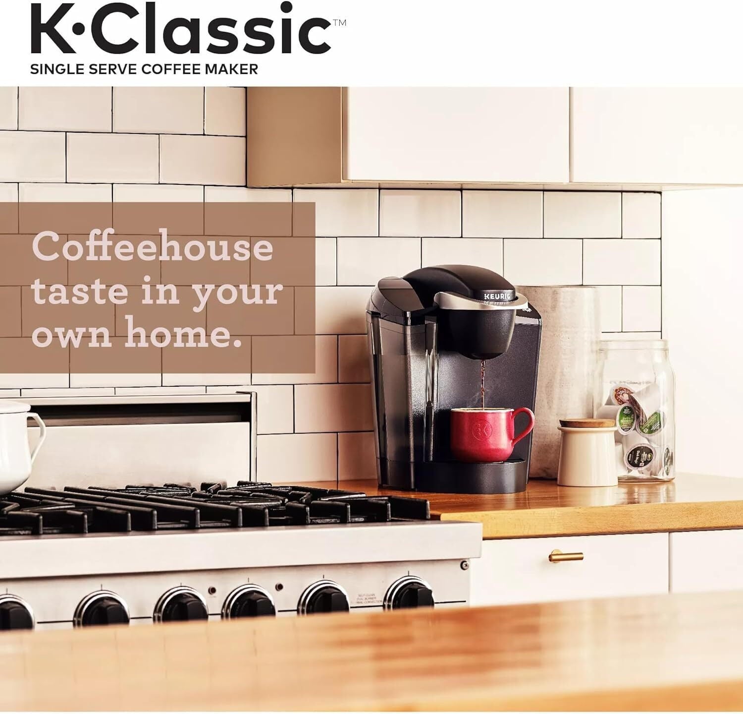 K-Classic Single Serve K-Cup Coffee Maker with 3 Brew Sizes &amp; 48oz Removable Reservoir (Black)