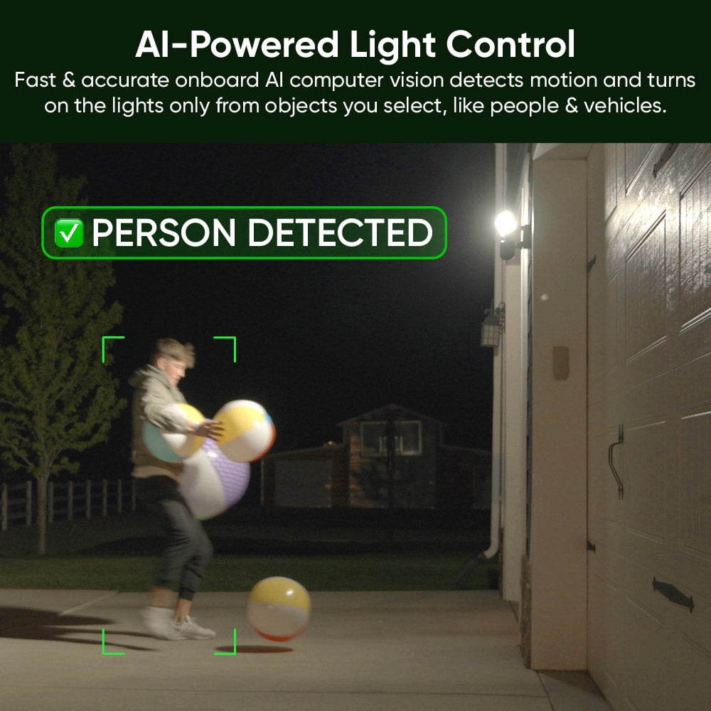 Floodlight Camera Pro, 3000 Lumen LEDs, 180° Wide View, 2k HD Outdoor Wi-Fi Floodlight Home Security Camera - White