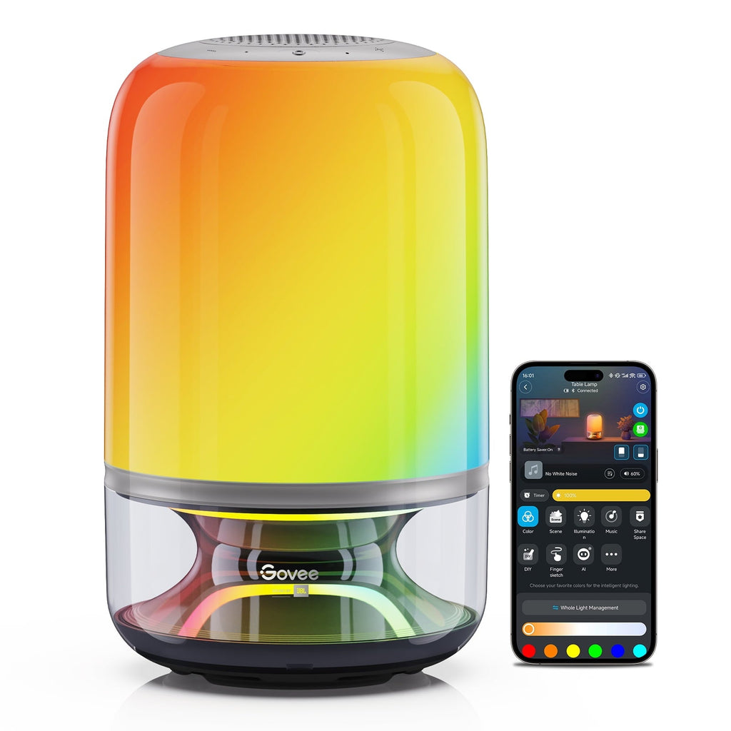 Table Lamp 2 Pro x Sound by JBL, Smart Cordless Table Lamp with Speaker, Music-Light Sync, 16 Music Modes &amp; 100+ Scene Modes, Work with Matter, DIY Customized Rechargeable Desk Lamp for Bedroom