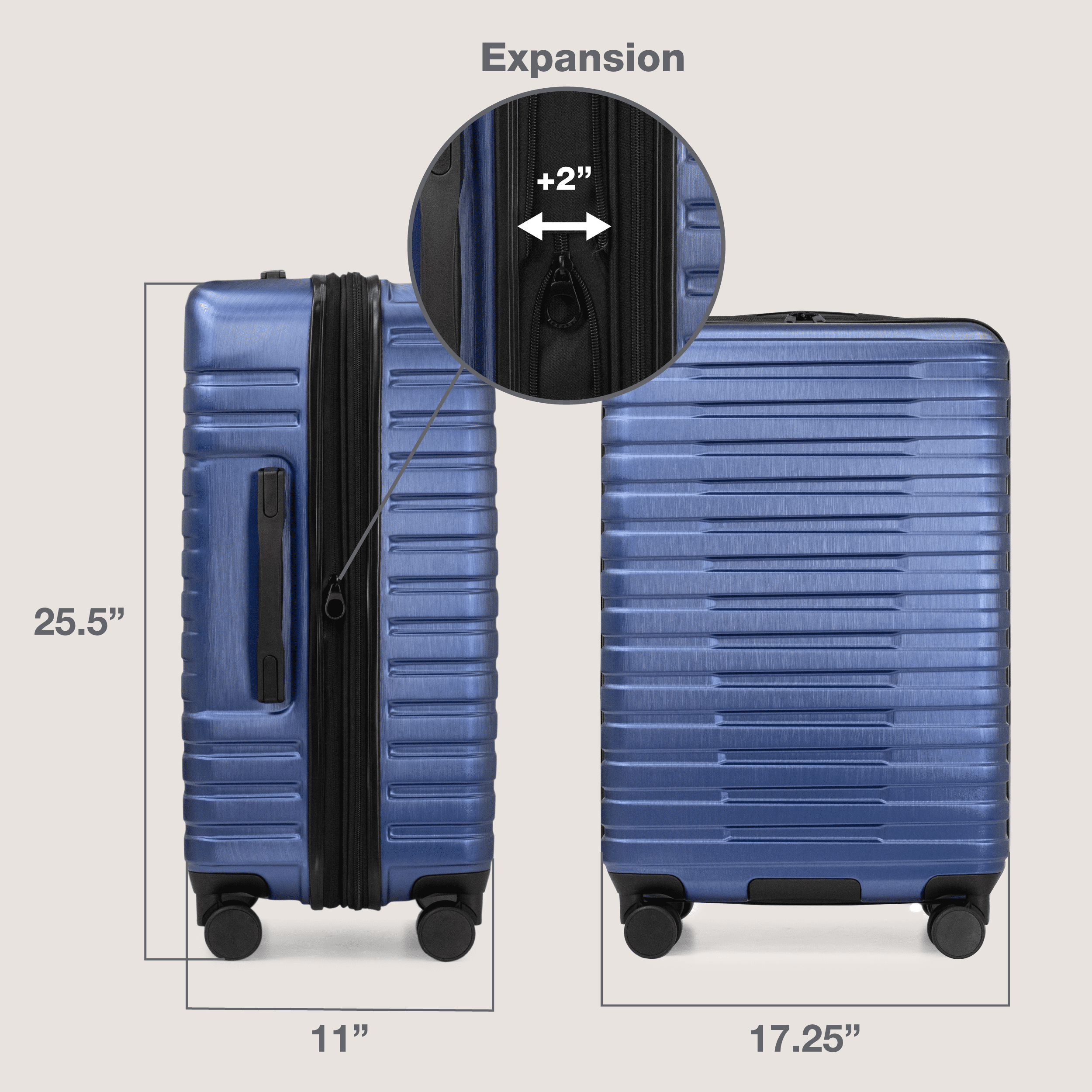 Boren Hardside Rugged Spinner Luggage Set w/ USB Port, Navy, 3-Piece (22/26/30)
