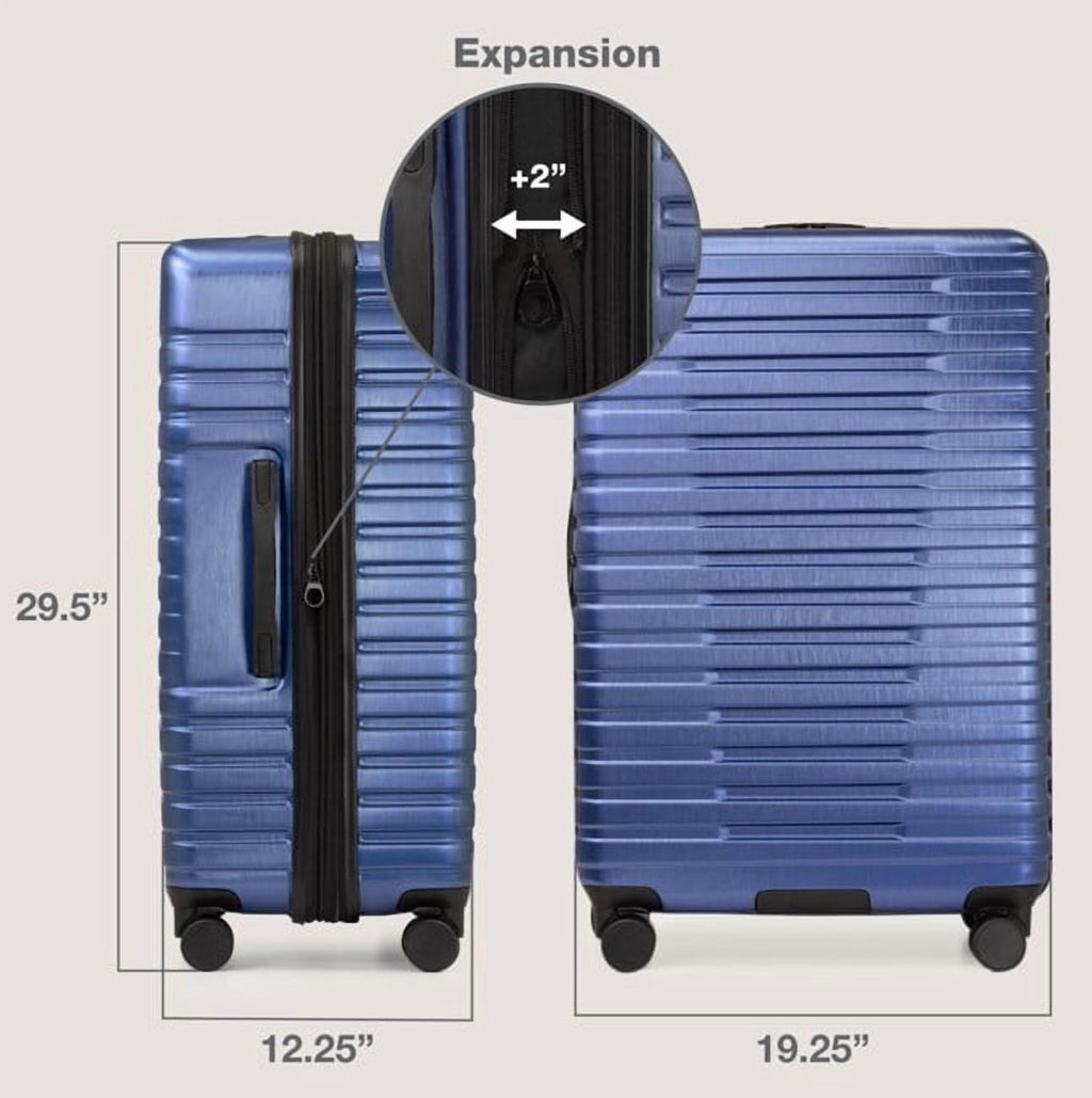 Boren Hardside Rugged Spinner Luggage Set w/ USB Port, Navy, 3-Piece (22/26/30)