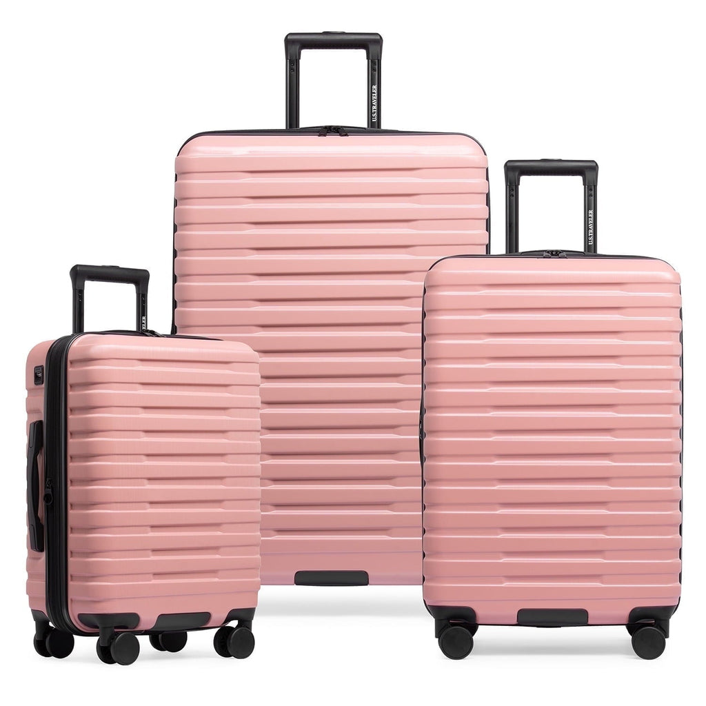 Boren Hardside Rugged Spinner Luggage Set w/ USB Port, Navy, 3-Piece (22/26/30)