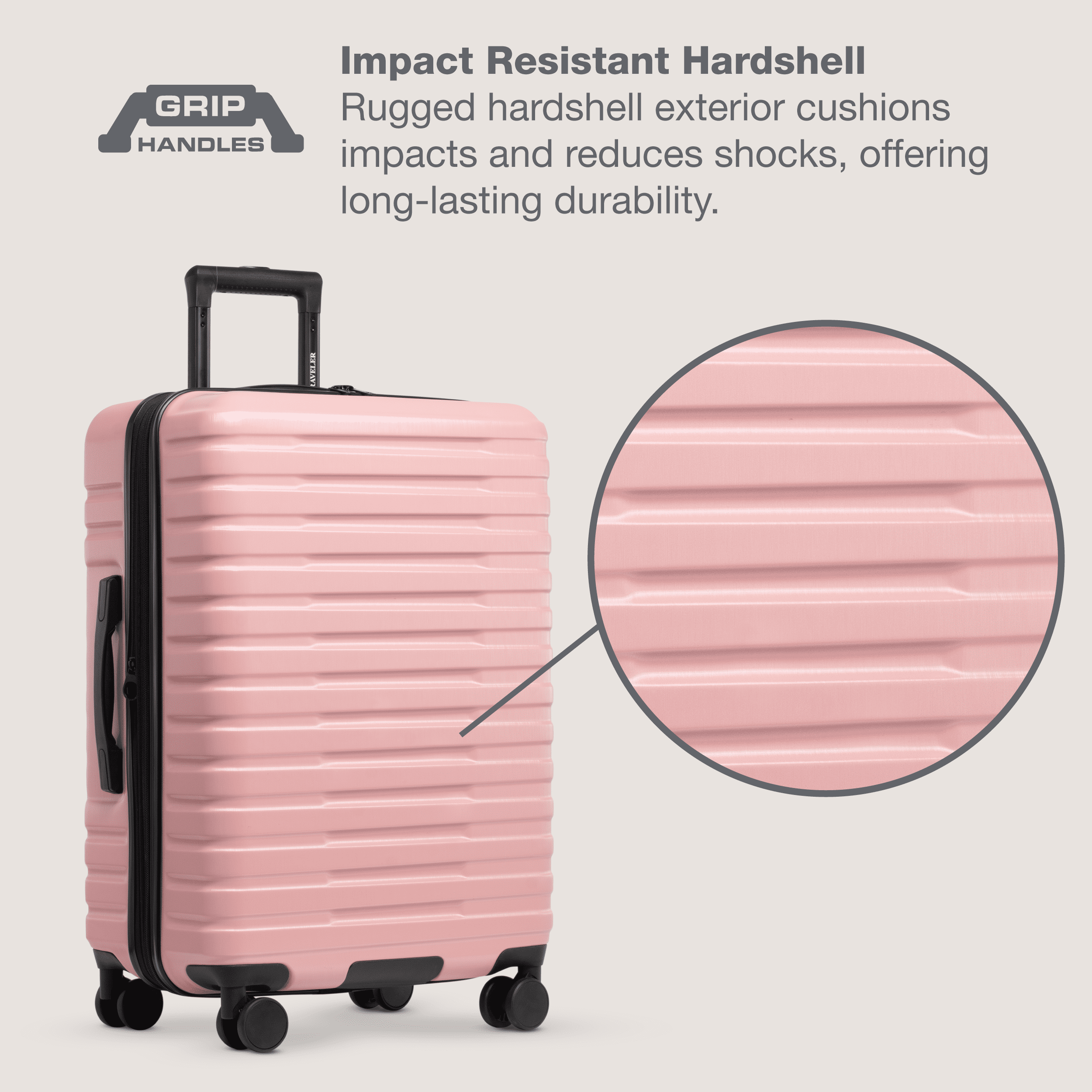 Boren Hardside Rugged Spinner Luggage Set w/ USB Port, Navy, 3-Piece (22/26/30)