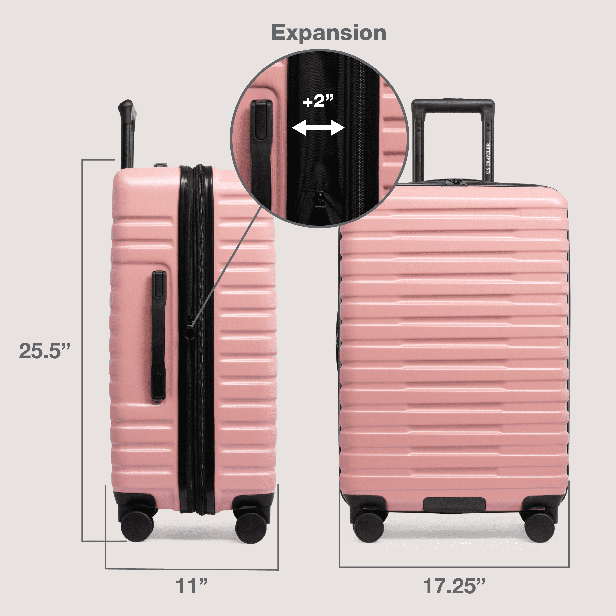 Boren Hardside Rugged Spinner Luggage Set w/ USB Port, Navy, 3-Piece (22/26/30)