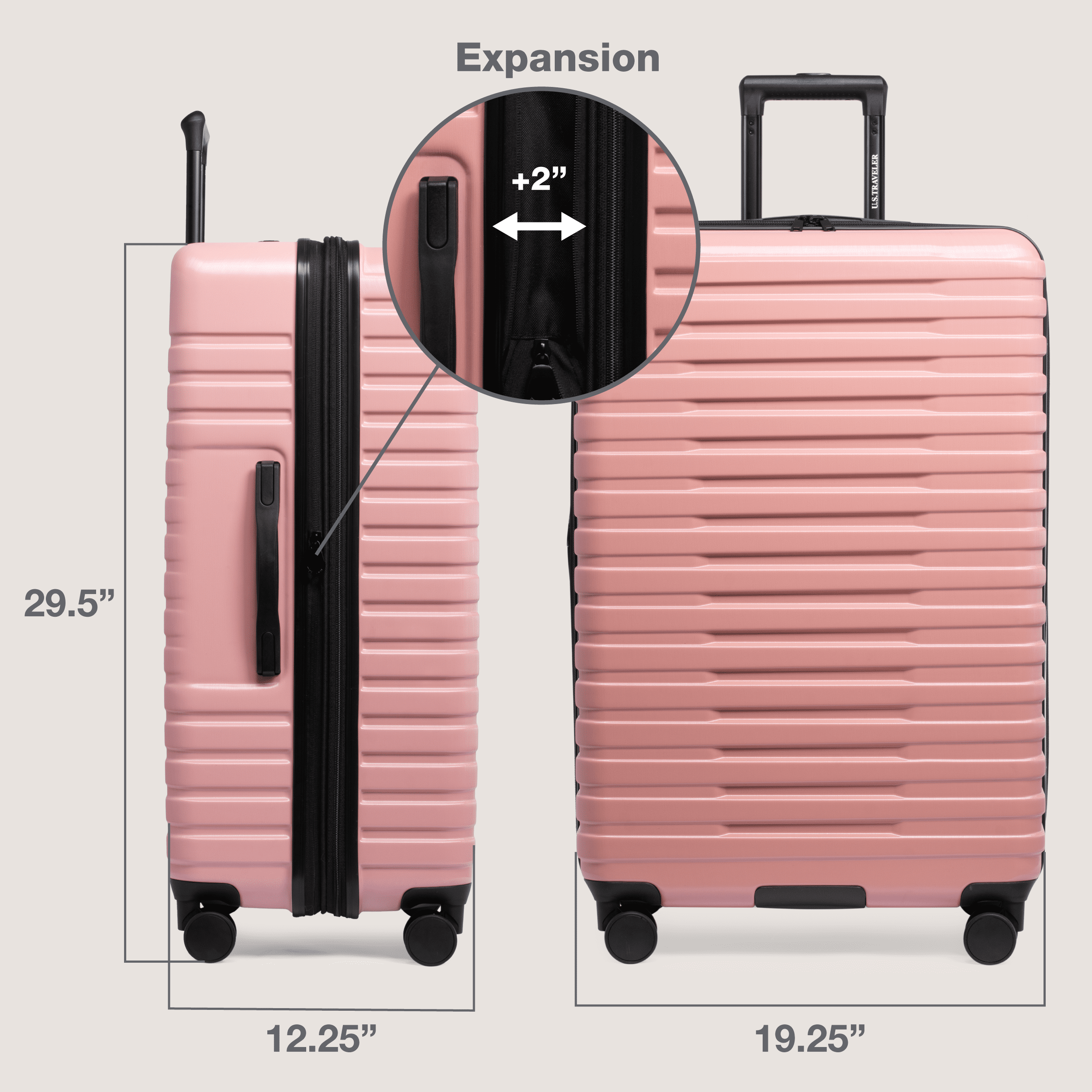Boren Hardside Rugged Spinner Luggage Set w/ USB Port, Navy, 3-Piece (22/26/30)