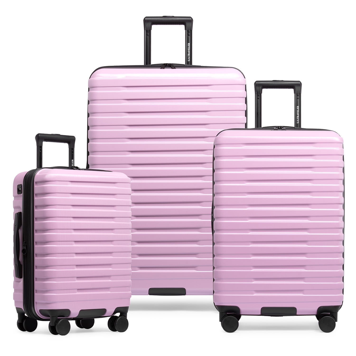 Boren Hardside Rugged Spinner Luggage Set w/ USB Port, Navy, 3-Piece (22/26/30)