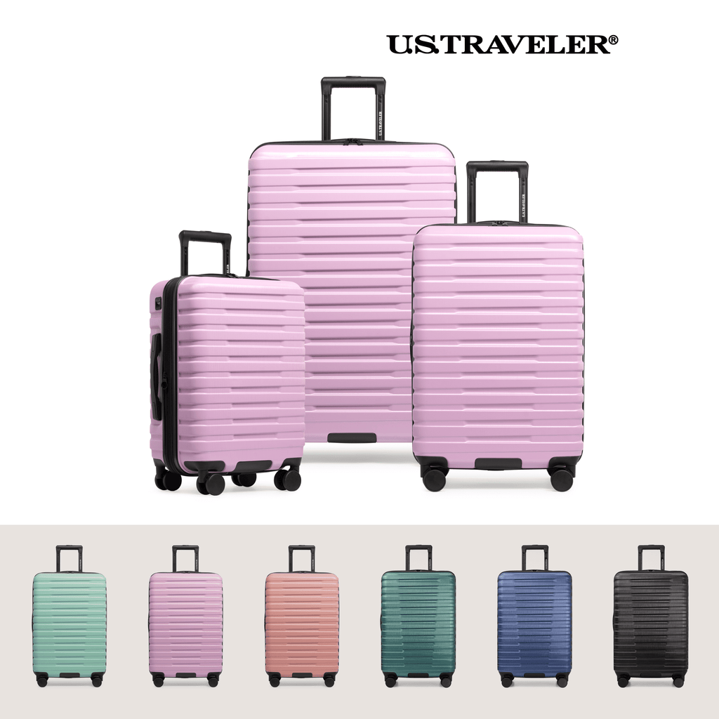Boren Hardside Rugged Spinner Luggage Set w/ USB Port, Navy, 3-Piece (22/26/30)