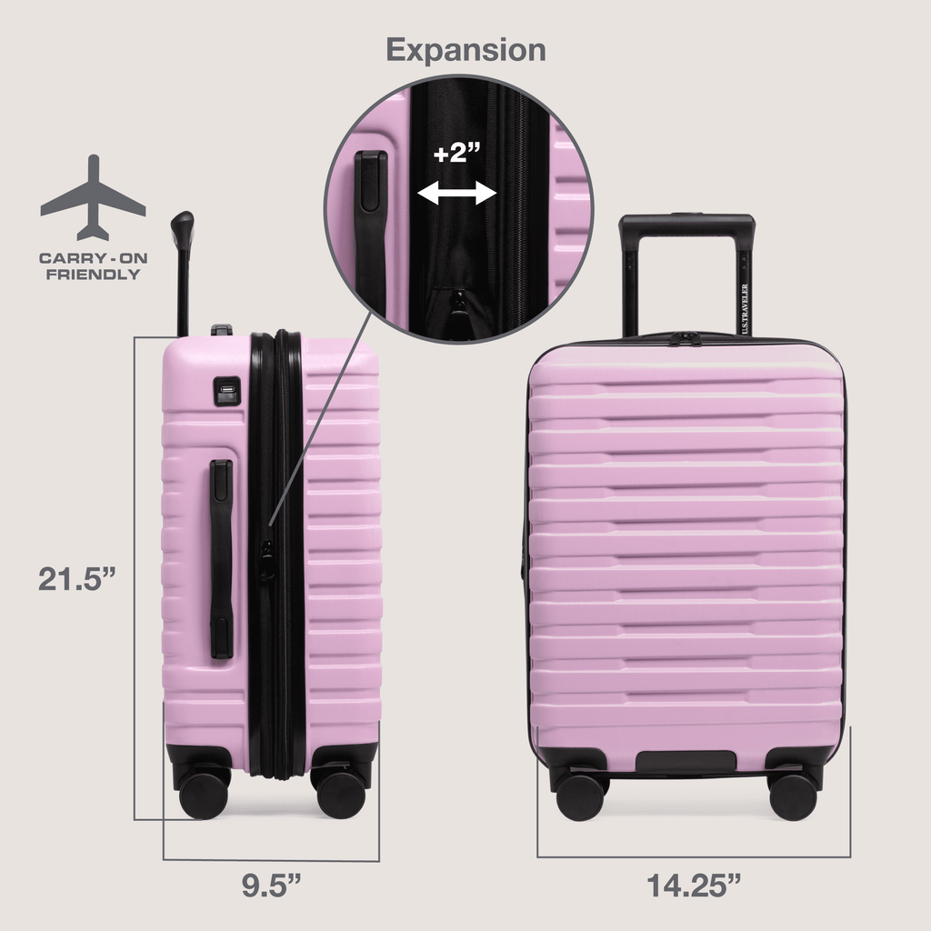 Boren Hardside Rugged Spinner Luggage Set w/ USB Port, Navy, 3-Piece (22/26/30)