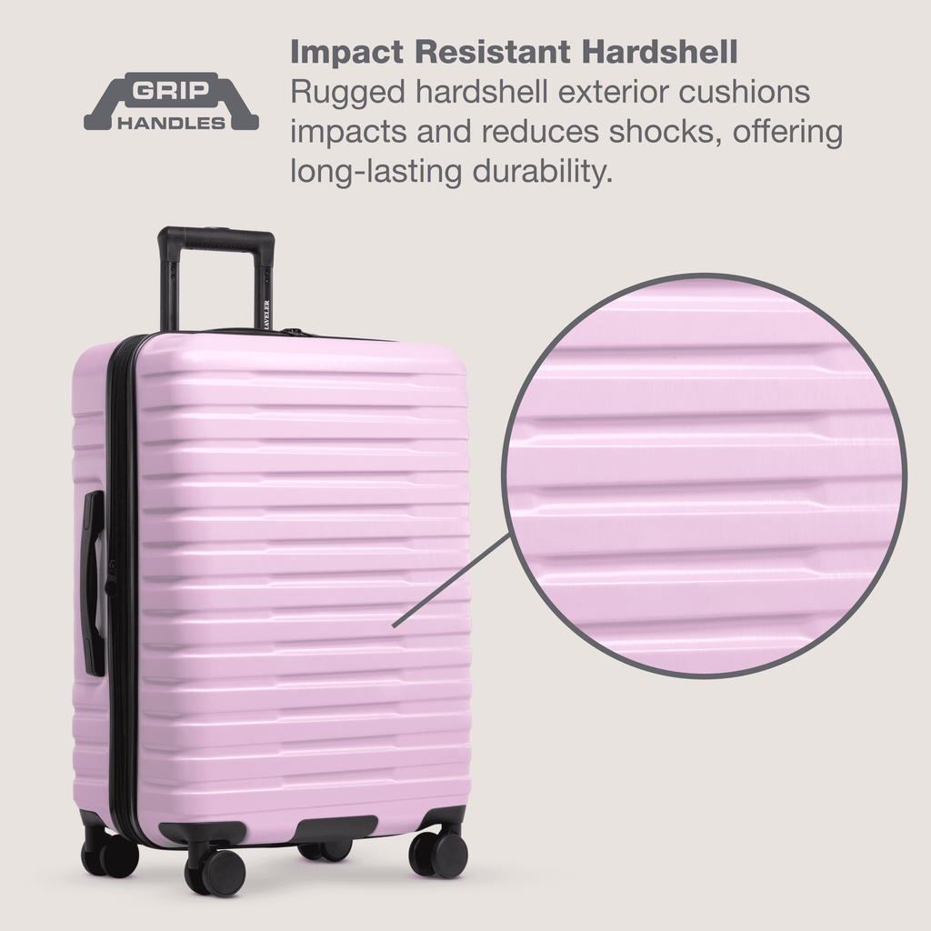 Boren Hardside Rugged Spinner Luggage Set w/ USB Port, Navy, 3-Piece (22/26/30)