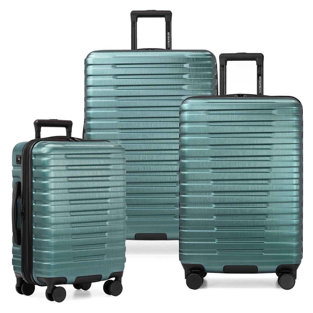 Boren Hardside Rugged Spinner Luggage Set w/ USB Port, Navy, 3-Piece (22/26/30)