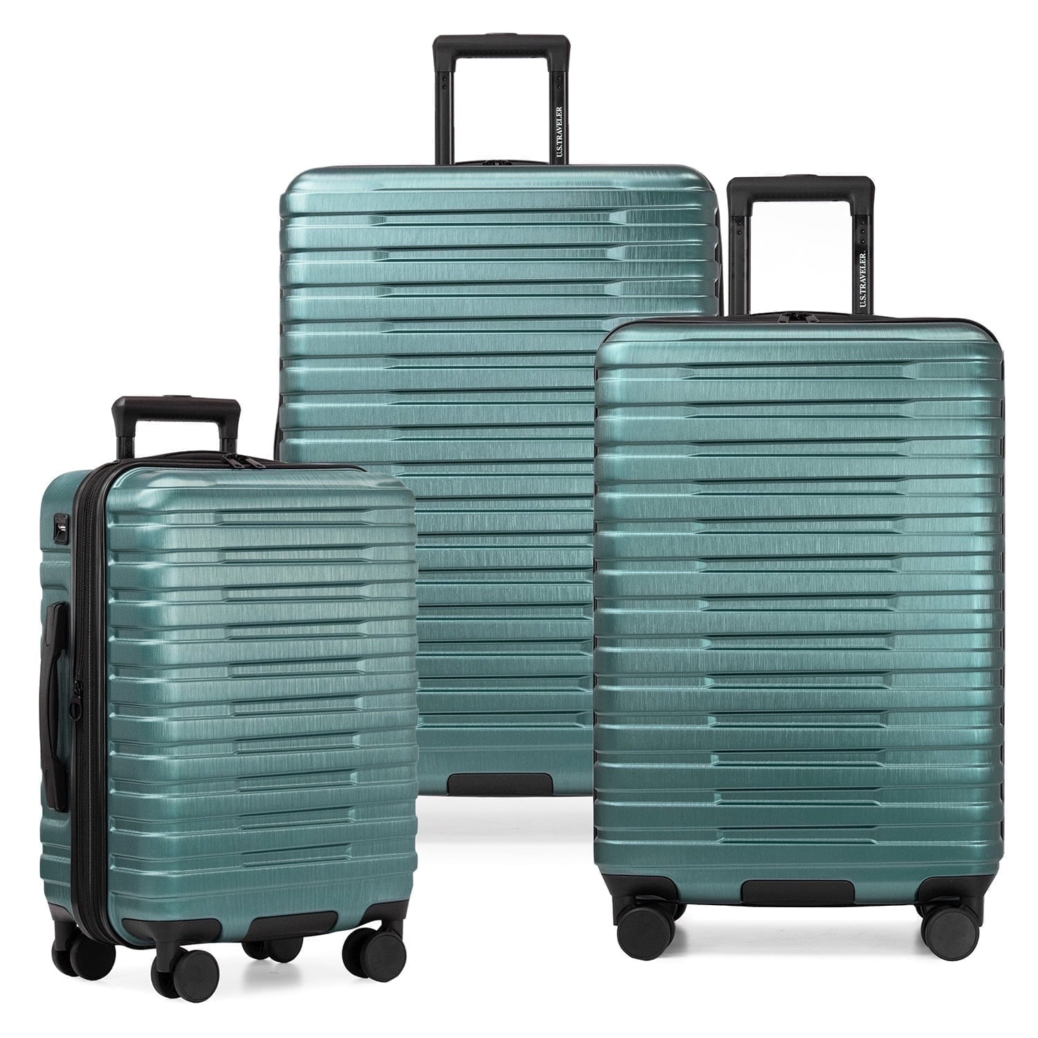 Boren Hardside Rugged Spinner Luggage Set w/ USB Port, Navy, 3-Piece (22/26/30)
