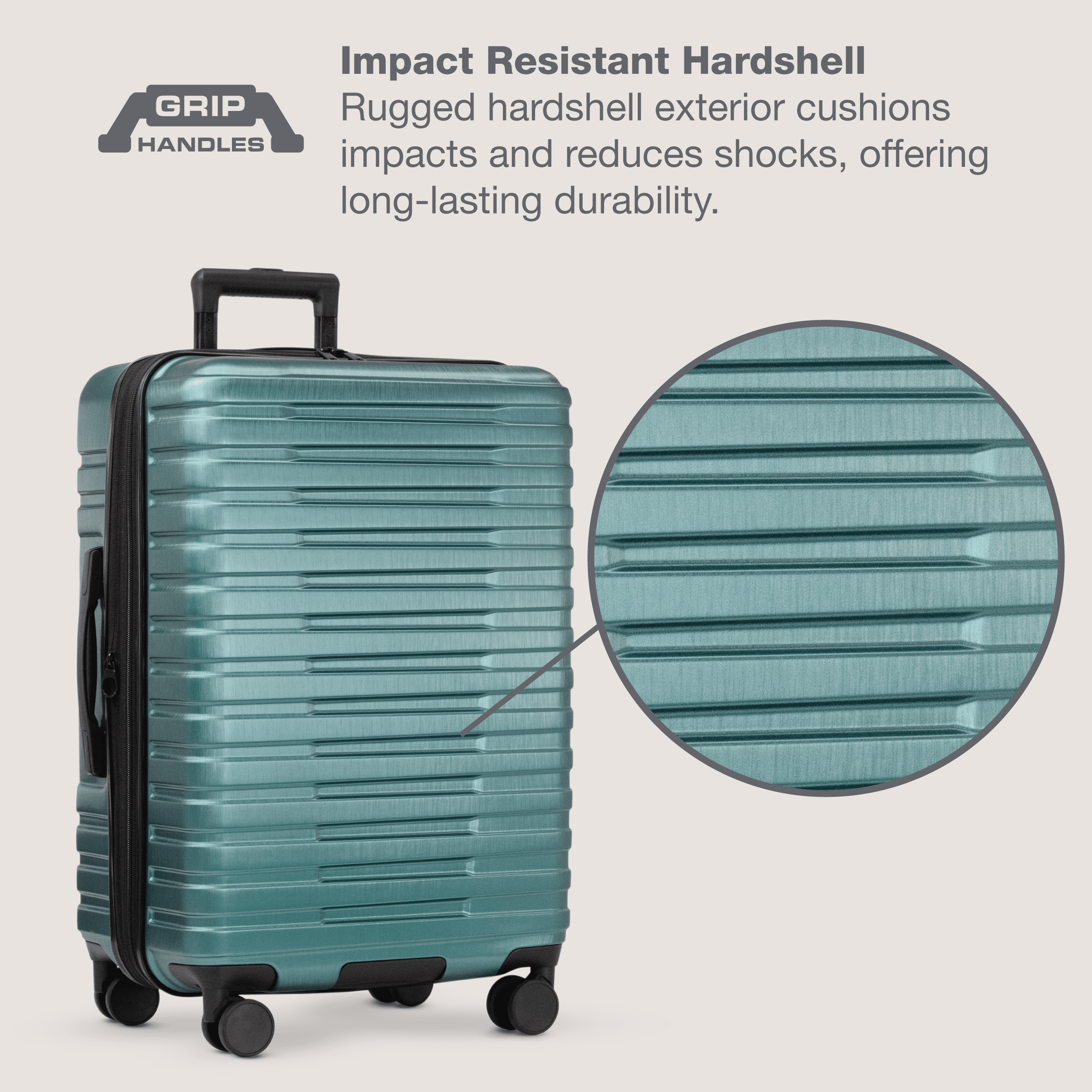 Boren Hardside Rugged Spinner Luggage Set w/ USB Port, Navy, 3-Piece (22/26/30)