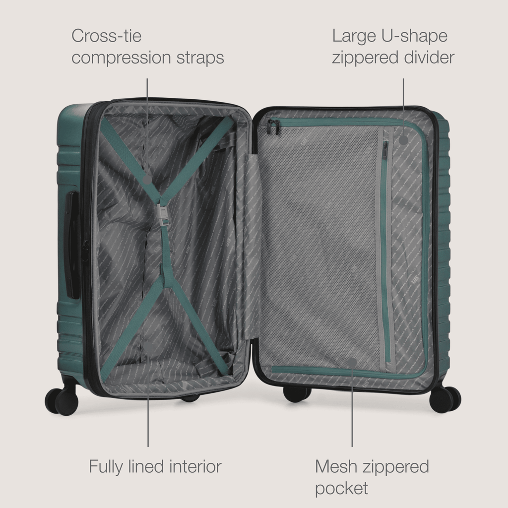 Boren Hardside Rugged Spinner Luggage Set w/ USB Port, Navy, 3-Piece (22/26/30)