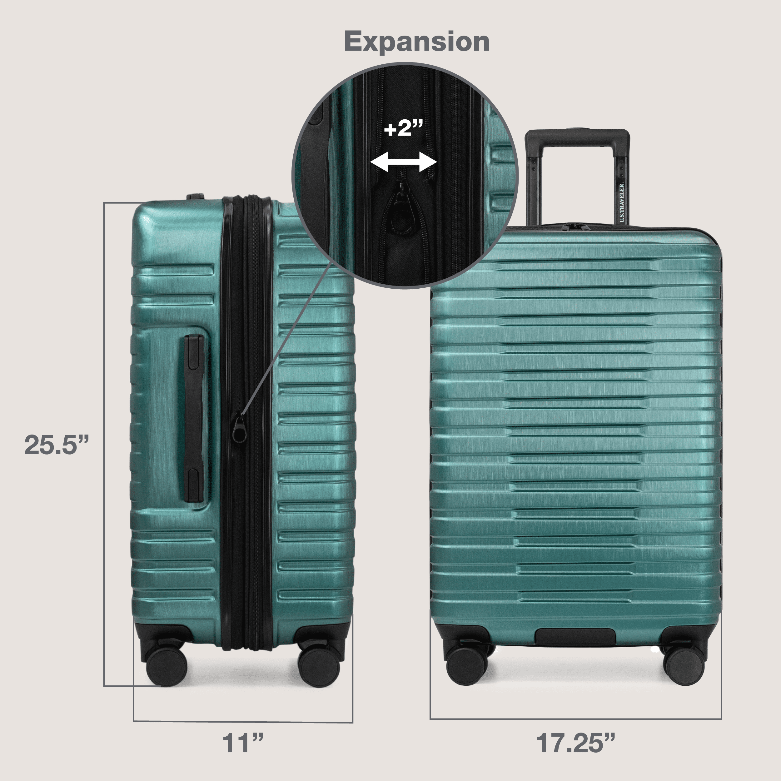 Boren Hardside Rugged Spinner Luggage Set w/ USB Port, Navy, 3-Piece (22/26/30)