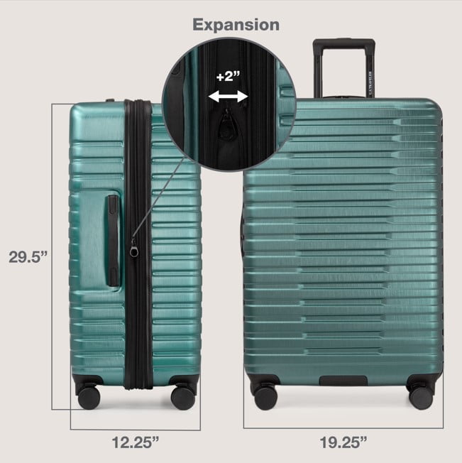 Boren Hardside Rugged Spinner Luggage Set w/ USB Port, Navy, 3-Piece (22/26/30)