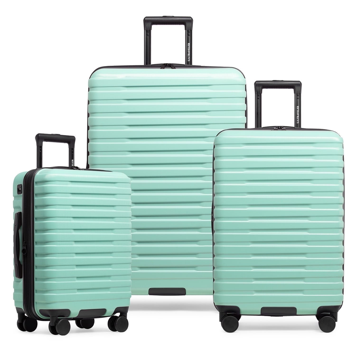 Boren Hardside Rugged Spinner Luggage Set w/ USB Port, Navy, 3-Piece (22/26/30)