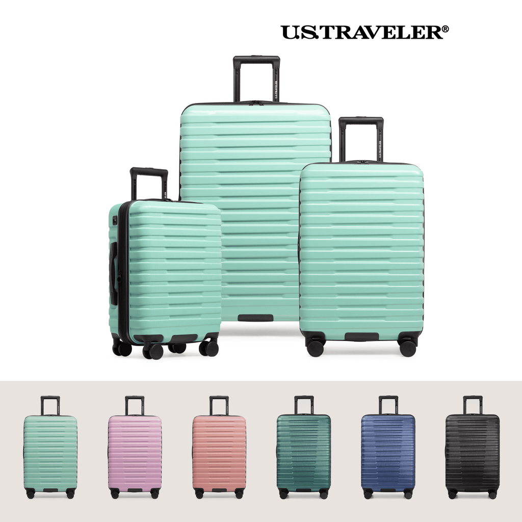 Boren Hardside Rugged Spinner Luggage Set w/ USB Port, Navy, 3-Piece (22/26/30)