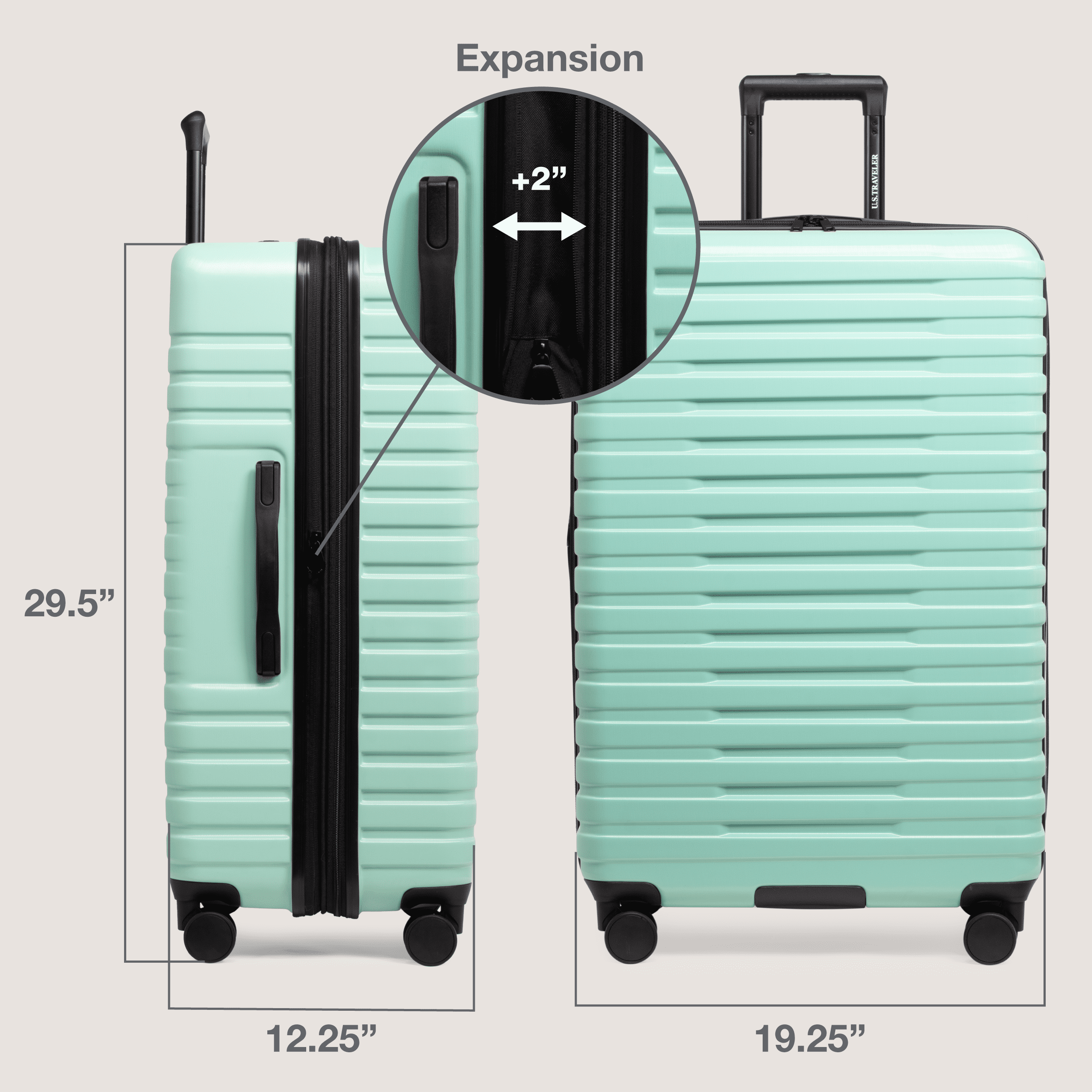 Boren Hardside Rugged Spinner Luggage Set w/ USB Port, Navy, 3-Piece (22/26/30)