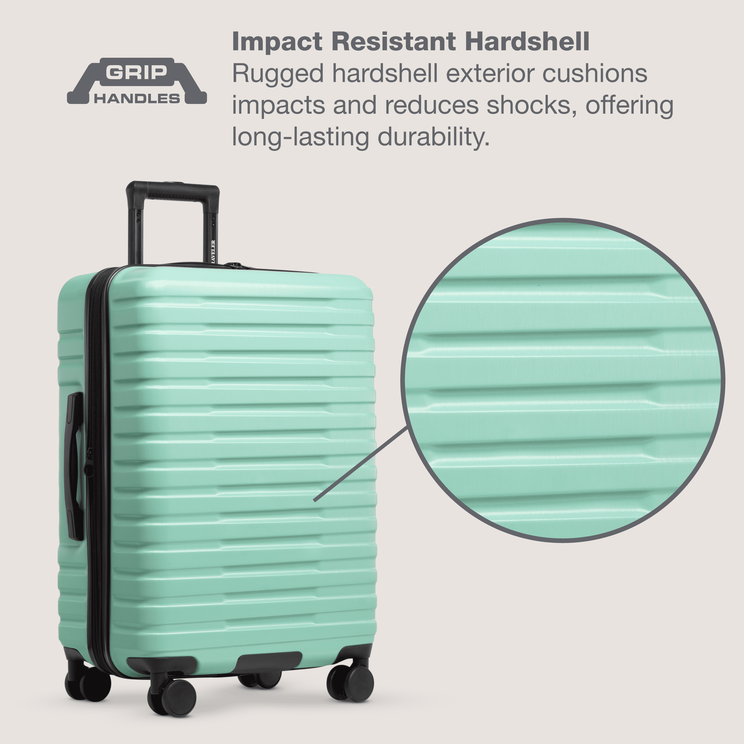 Boren Hardside Rugged Spinner Luggage Set w/ USB Port, Navy, 3-Piece (22/26/30)