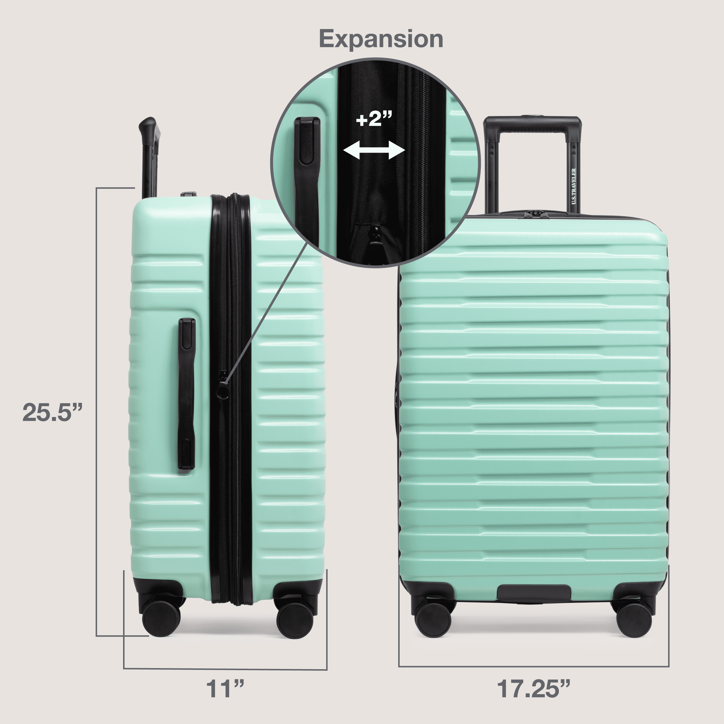 Boren Hardside Rugged Spinner Luggage Set w/ USB Port, Navy, 3-Piece (22/26/30)