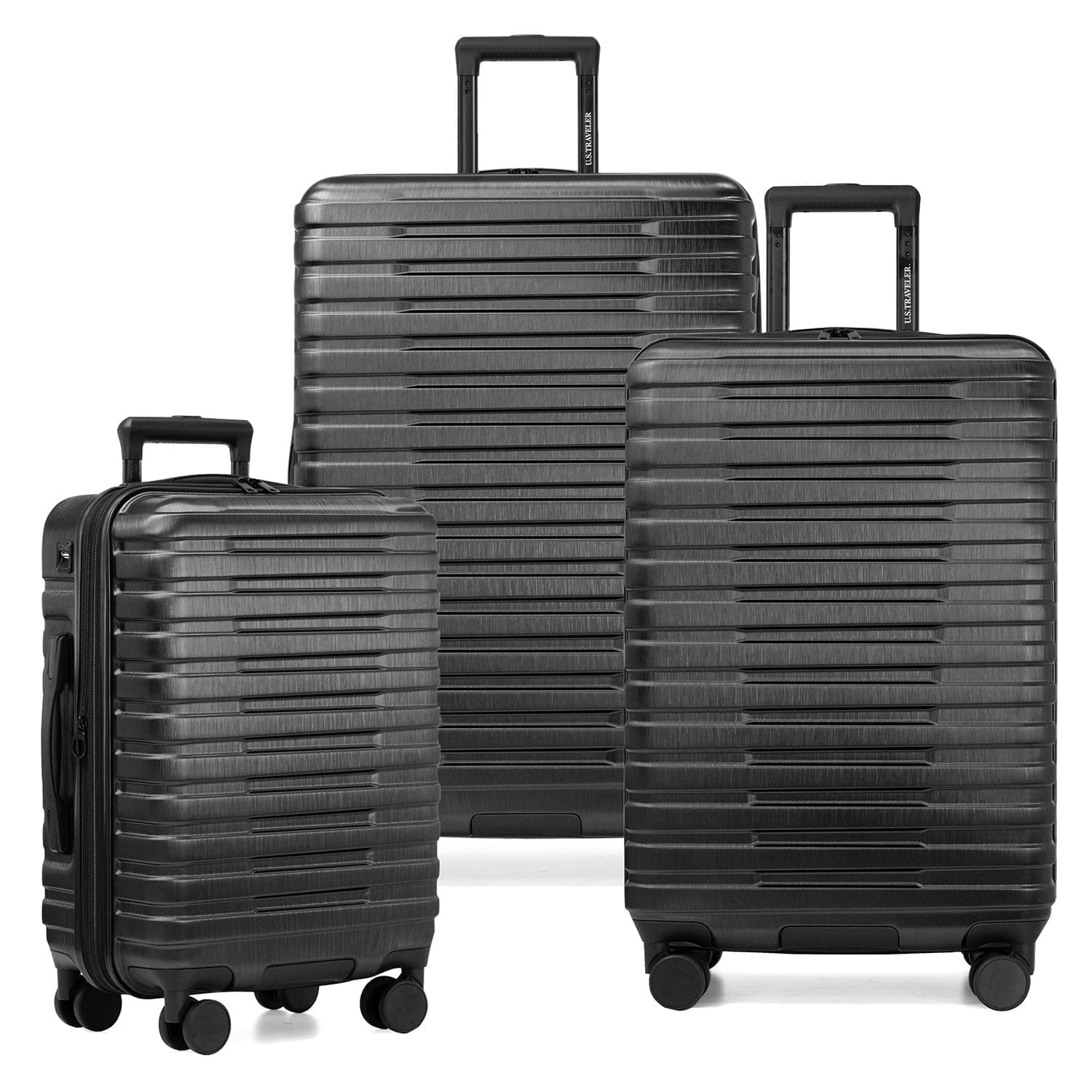 Boren Hardside Rugged Spinner Luggage Set w/ USB Port, Navy, 3-Piece (22/26/30)
