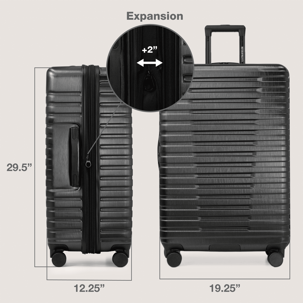 Boren Hardside Rugged Spinner Luggage Set w/ USB Port, Navy, 3-Piece (22/26/30)