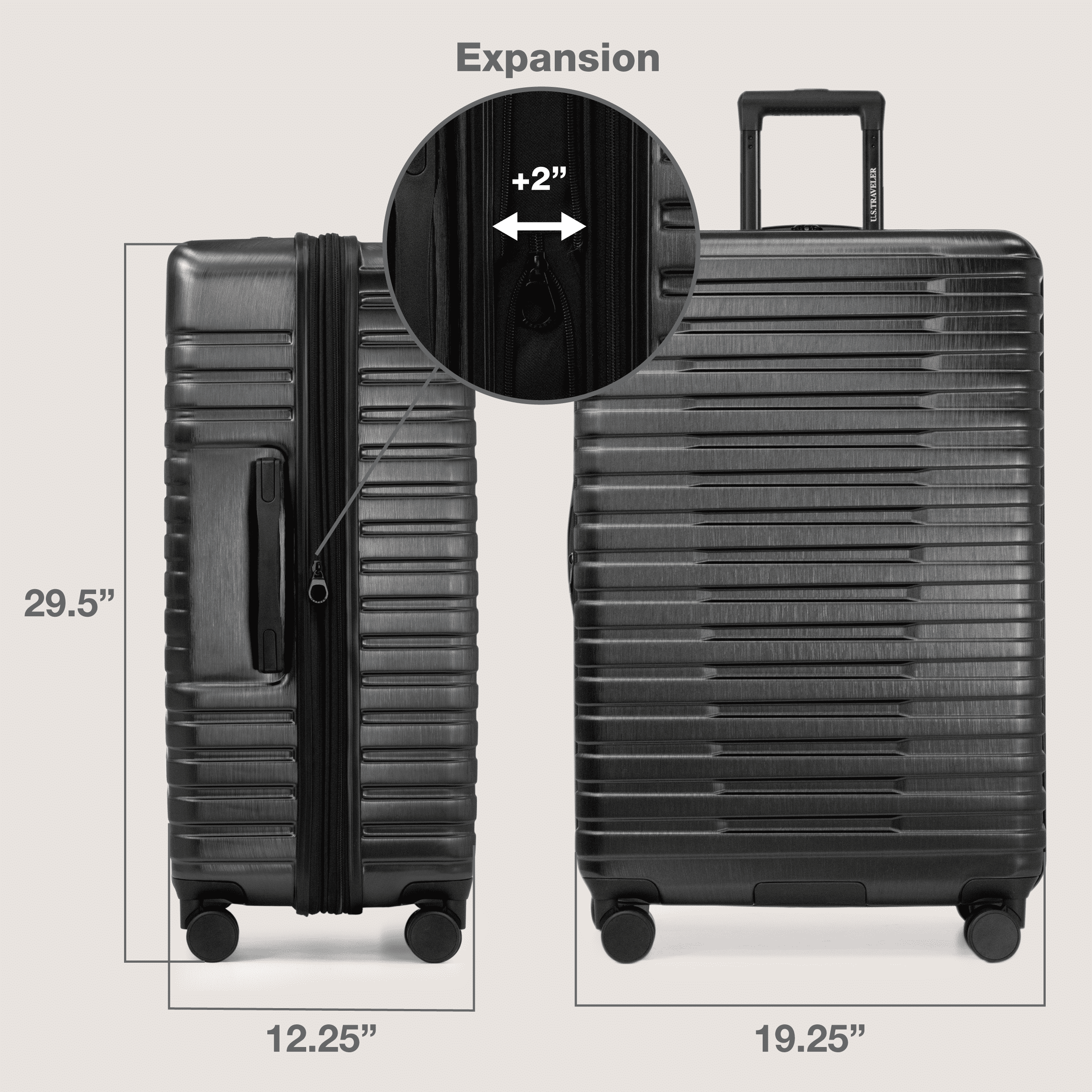 Boren Hardside Rugged Spinner Luggage Set w/ USB Port, Navy, 3-Piece (22/26/30)