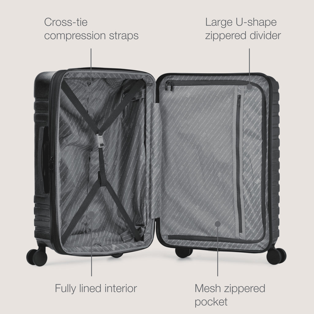Boren Hardside Rugged Spinner Luggage Set w/ USB Port, Navy, 3-Piece (22/26/30)